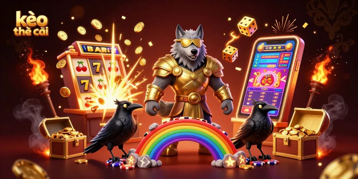 Engage with the dynamic kèo nhà cái scene featuring Norse-inspired characters surrounded by casino elements.