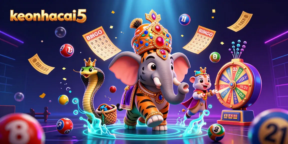 Engage with keonhacai5 in a vibrant casino scene full of fortune elements and excitement.