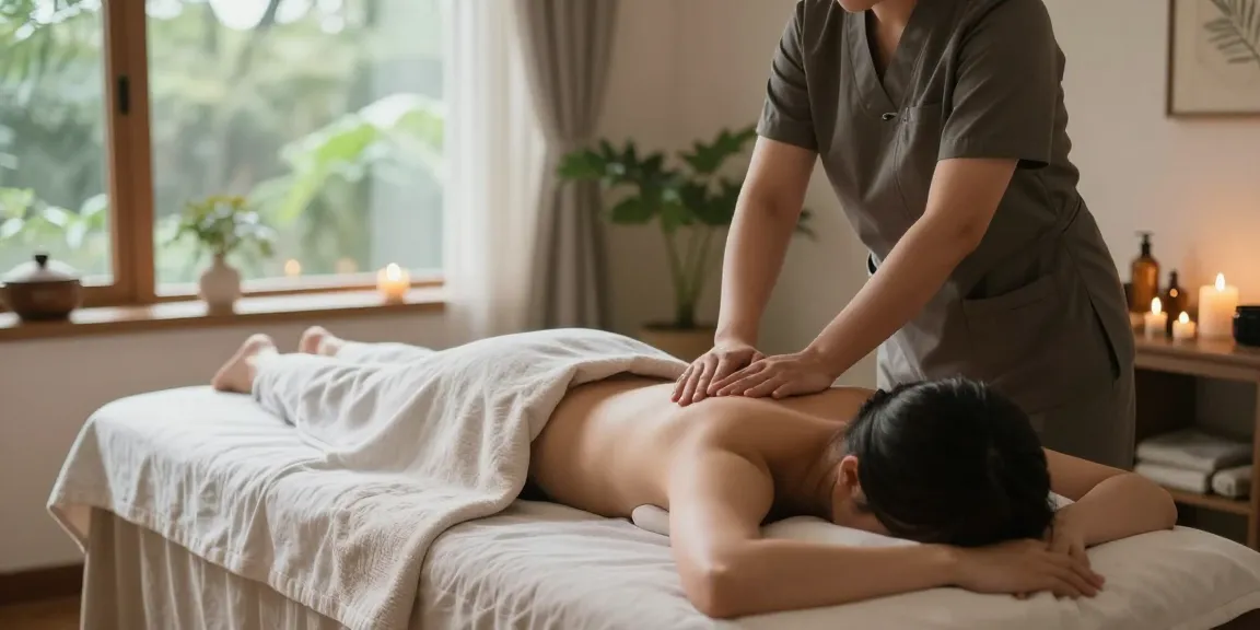 Relaxing 용인출장마사지 session in a serene wellness spa atmosphere.