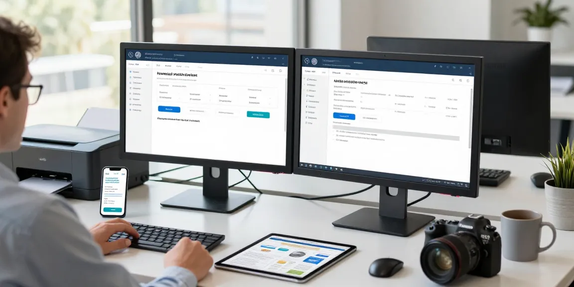 Business professional engaged in document fraud detection analysis at a modern office desk.