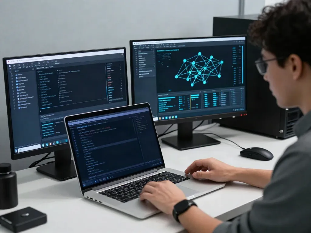 Host configuration review illustration showcasing cybersecurity settings with advanced technology.
