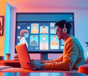Engaging digital artwork showcasing a user interacting with crush on ai in a modern workspace.