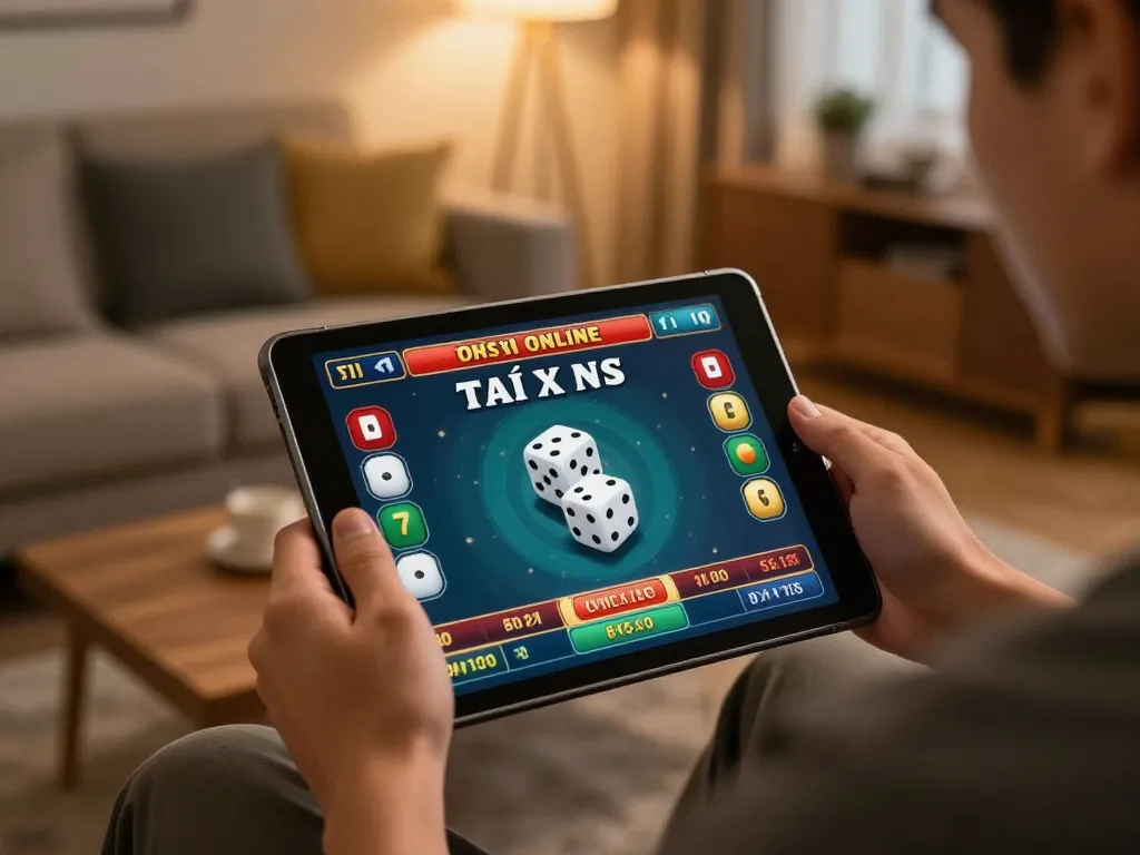 Tái Xỉu Online gameplay on a tablet, showcasing dice action for taixiuonline.za.com users.