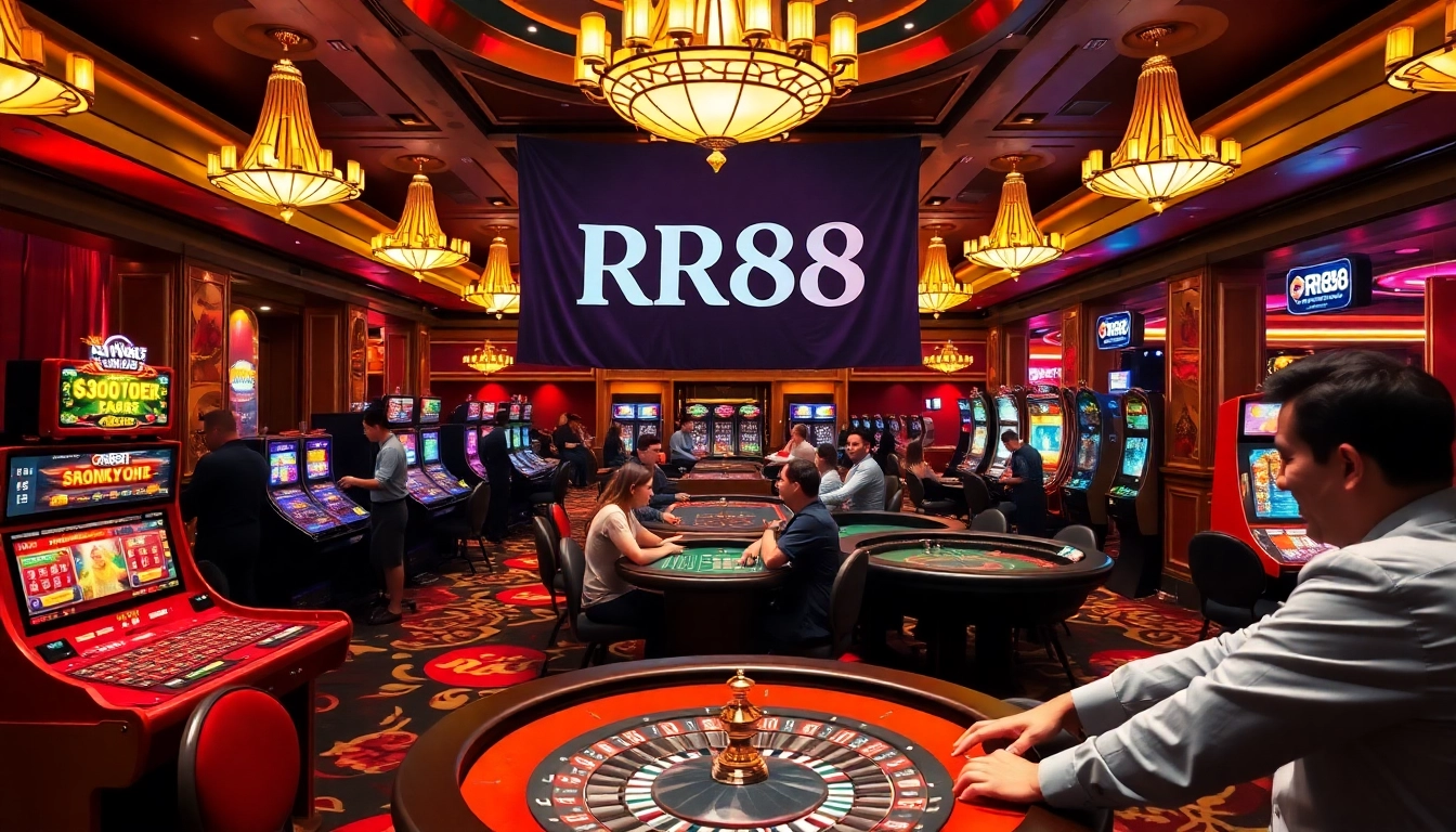 Engaged players enjoying the thrill at RR88 casino with vibrant gaming tables.