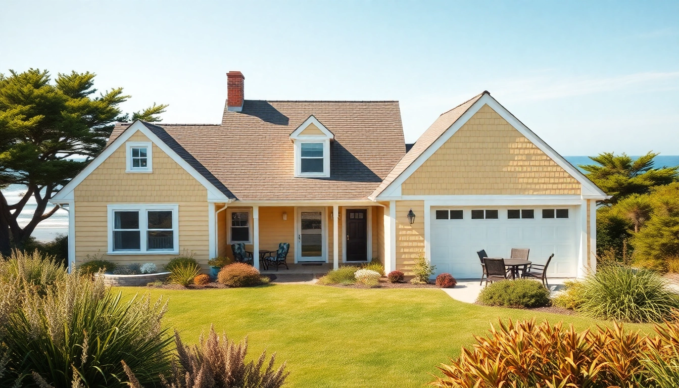 Cape Cod homes exterior featuring an attached garage and landscaped yard