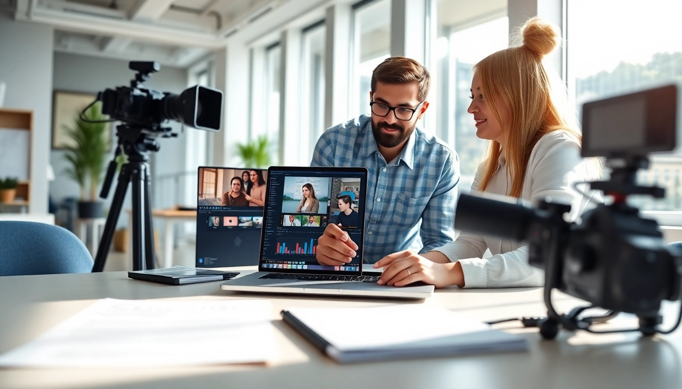 Engaging session on Video strategy with client in a modern office environment.