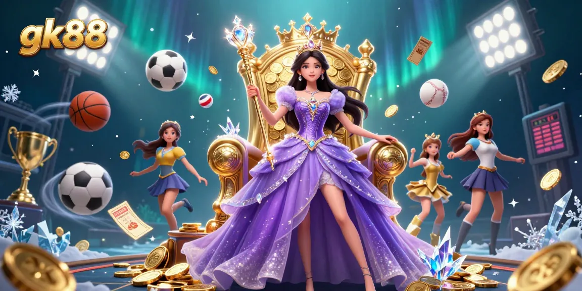 Bet big at gk88 with an enchanting casino-themed 3D illustration showcasing vibrant gaming elements.