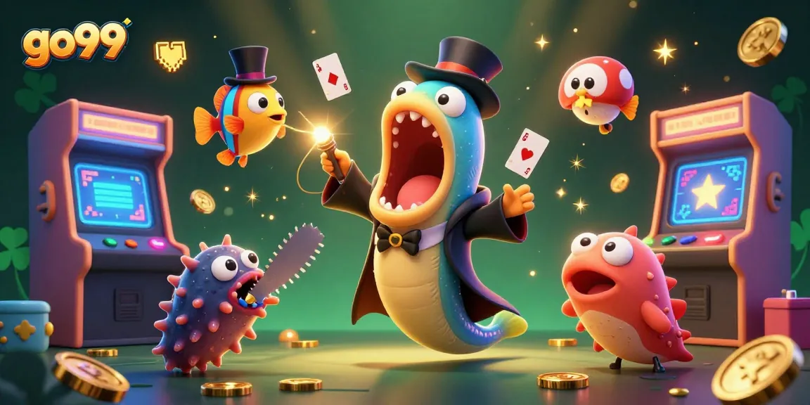 go99 features an engaging underwater casino scene with enchanting characters performing magic tricks